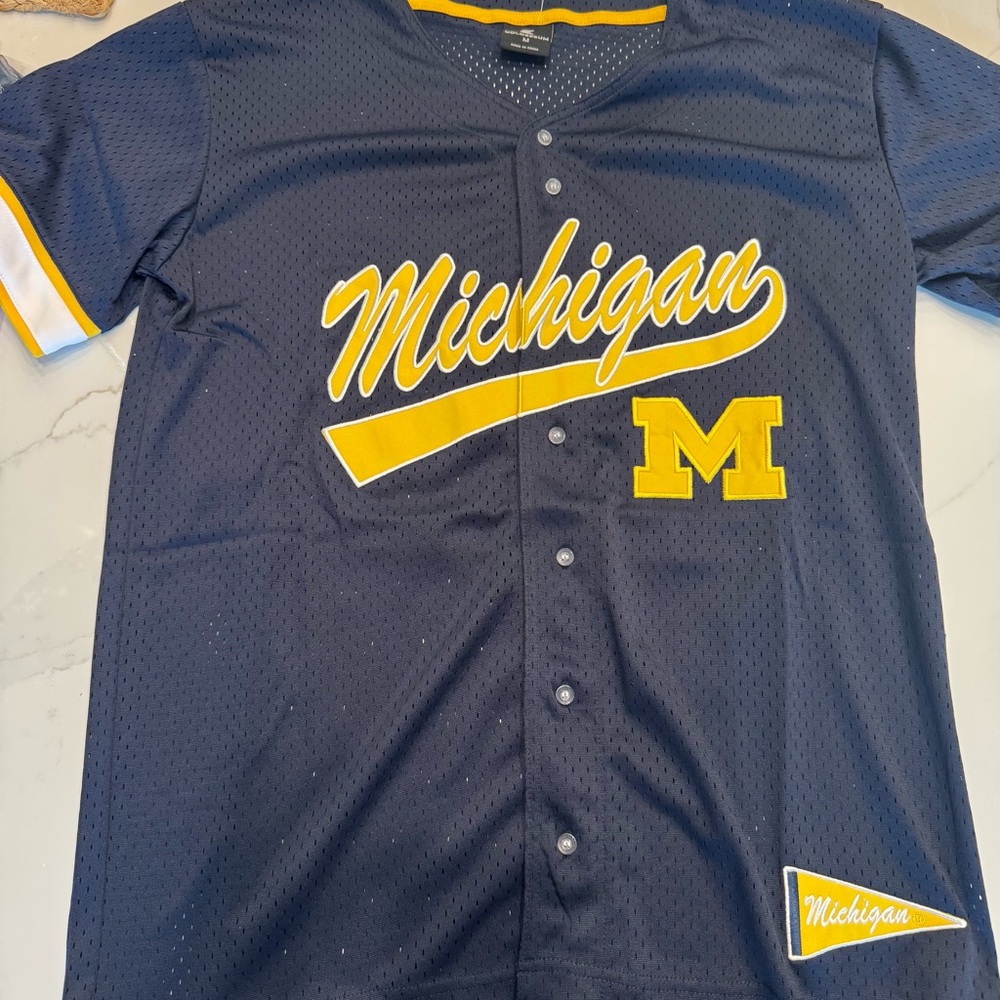 NCAA Michigan Navy and Yellow Men's Jersey